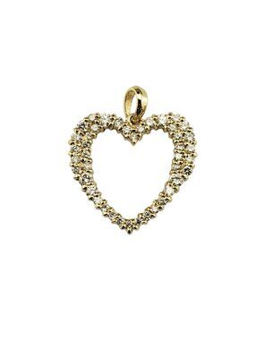 14 Karat Yellow Gold and Diamond Open Heart Pendant #19135